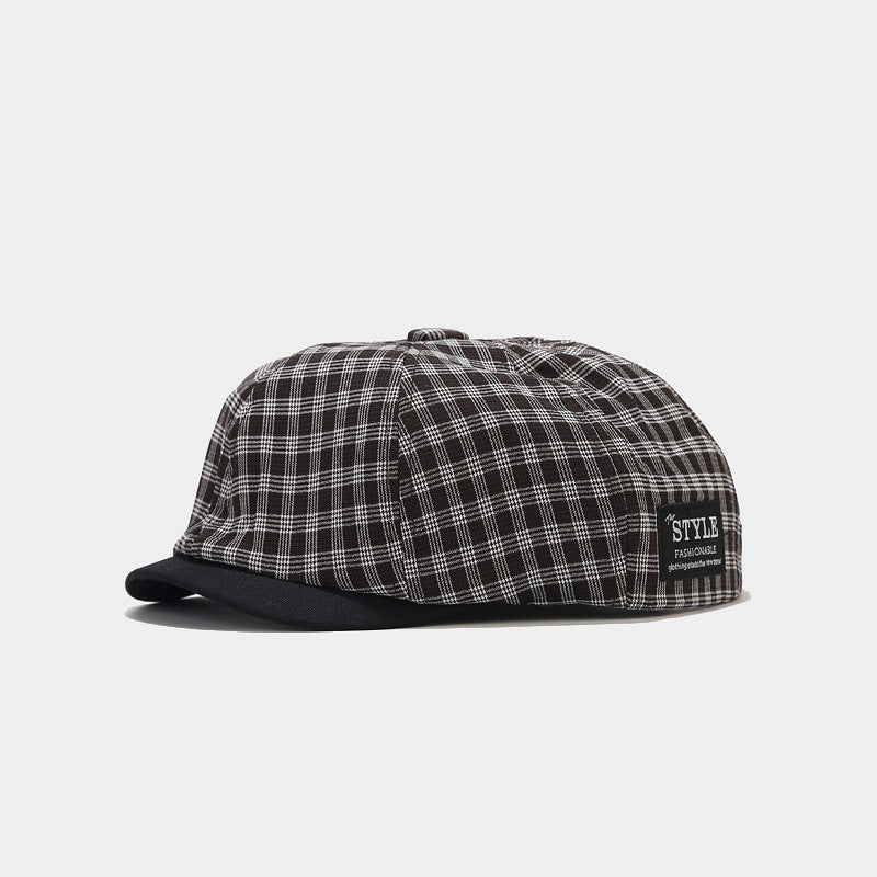 Wholesale Cotton Vintage Plaid Patch Octagonal Hat